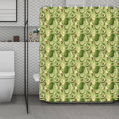 Cartoon Avocado Pattern Print Polyester Shower Curtain