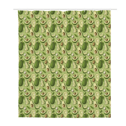 Cartoon Avocado Pattern Print Polyester Shower Curtain