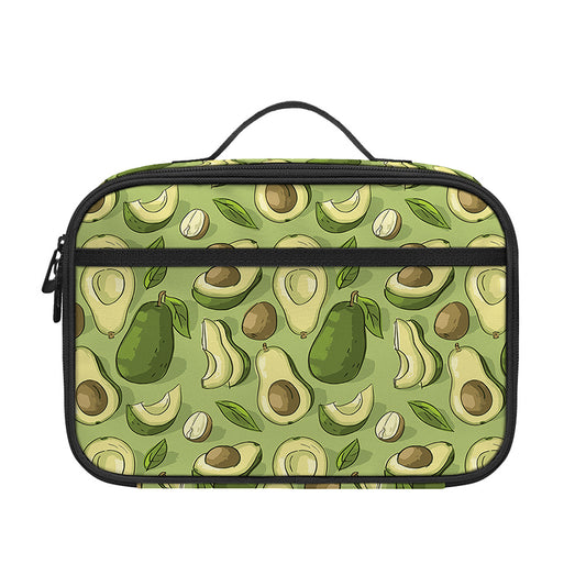 Cartoon Avocado Pattern Print Portable Lunch Bag