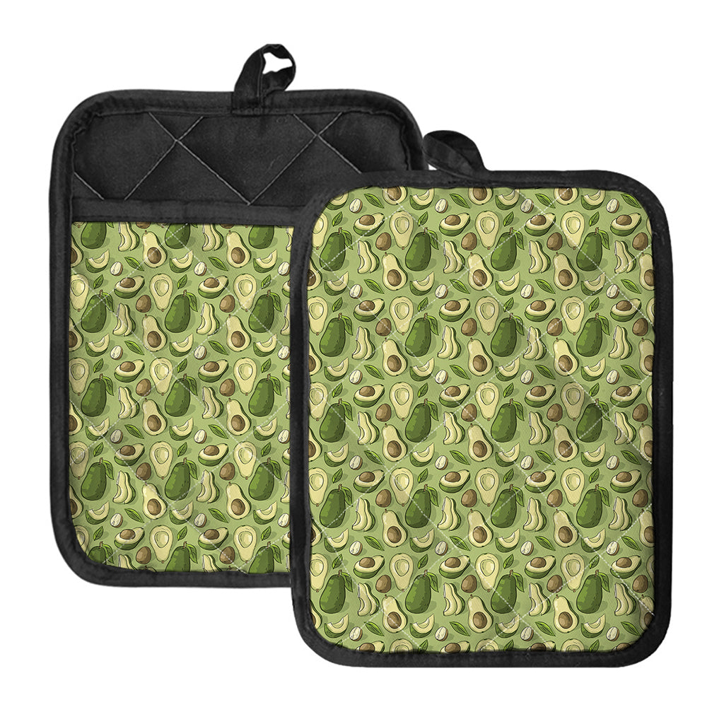 Cartoon Avocado Pattern Print Pot Holders With Pocket