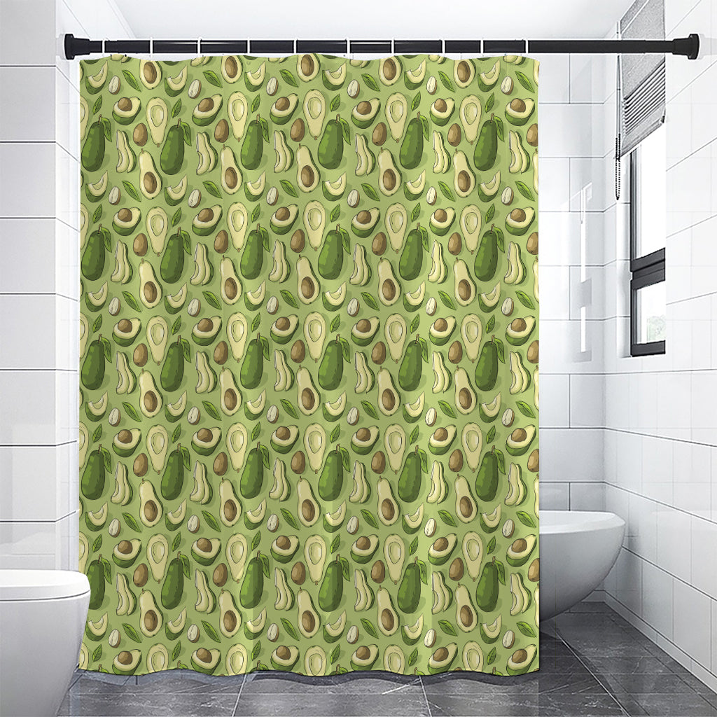 Cartoon Avocado Pattern Print Premium Shower Curtain