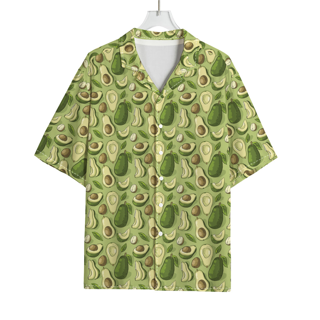 Cartoon Avocado Pattern Print Rayon Hawaiian Shirt