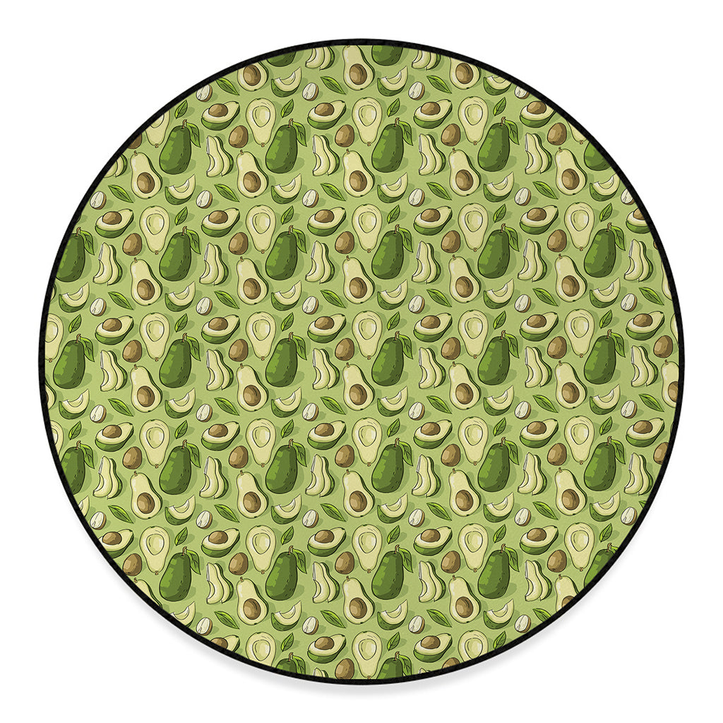 Cartoon Avocado Pattern Print Round Floor Mat