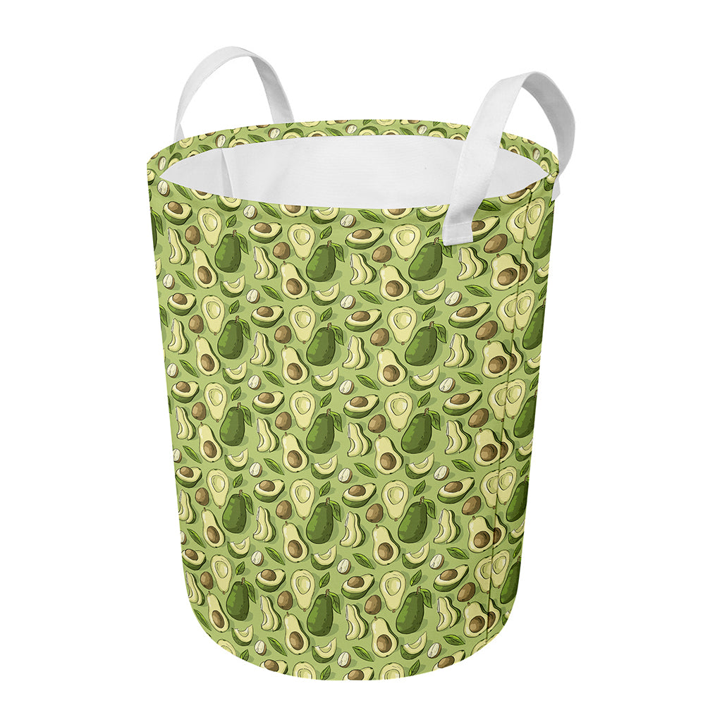 Cartoon Avocado Pattern Print Round Laundry Basket