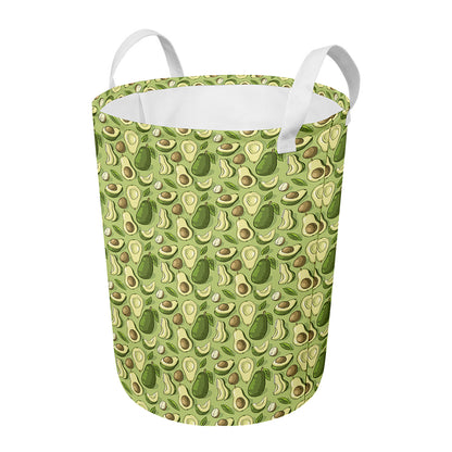 Cartoon Avocado Pattern Print Round Laundry Basket