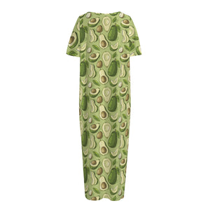 Cartoon Avocado Pattern Print Short Sleeve Long Nightdress