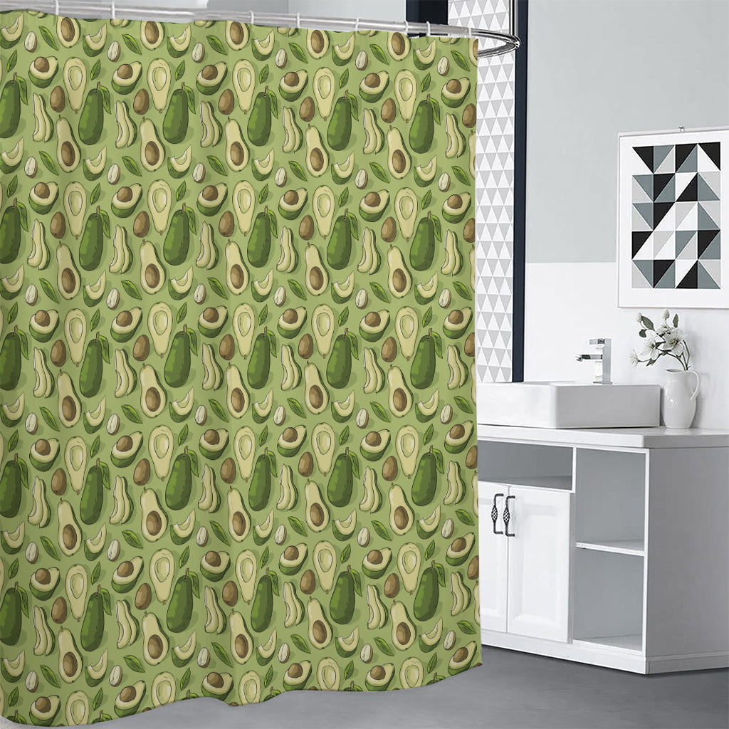 Cartoon Avocado Pattern Print Shower Curtain