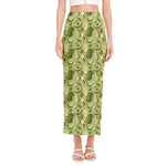 Cartoon Avocado Pattern Print Side Slit Maxi Skirt