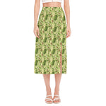 Cartoon Avocado Pattern Print Side Slit Midi Skirt