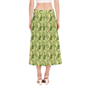 Cartoon Avocado Pattern Print Side Slit Midi Skirt