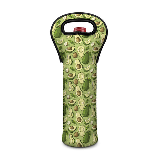 Cartoon Avocado Pattern Print Single Neoprene Wine Tote