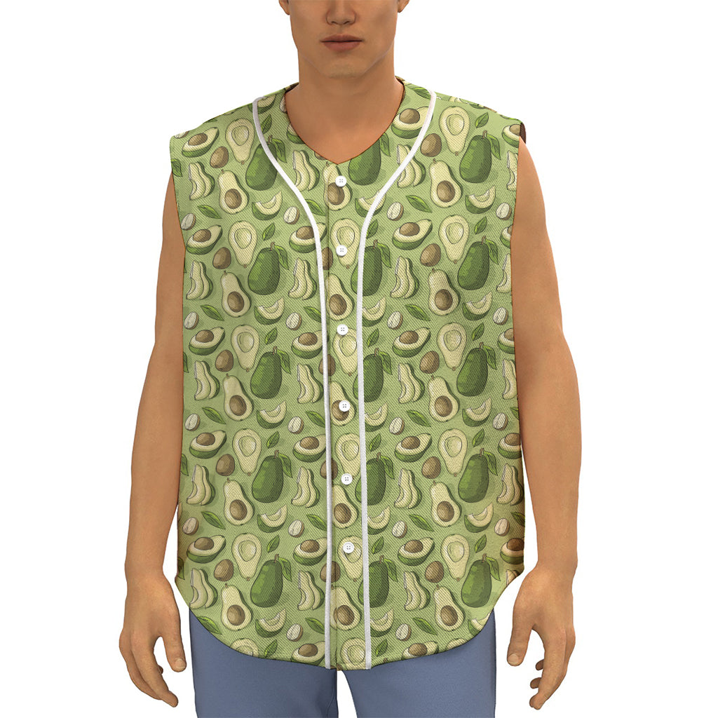 Cartoon Avocado Pattern Print Sleeveless Baseball Jersey