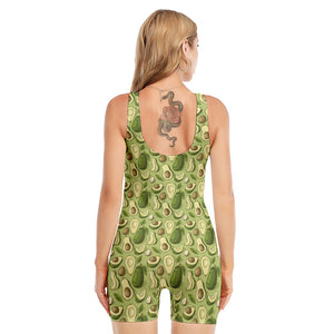 Cartoon Avocado Pattern Print Sleeveless One Piece Swimsuit