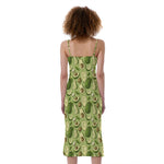 Cartoon Avocado Pattern Print Slim Fit Midi Cami Dress