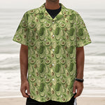 Cartoon Avocado Pattern Print Textured Short Sleeve Shirt