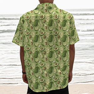 Cartoon Avocado Pattern Print Textured Short Sleeve Shirt