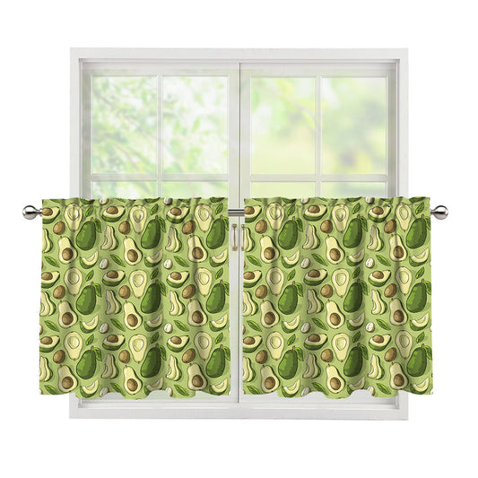 Cartoon Avocado Pattern Print Tier Curtains