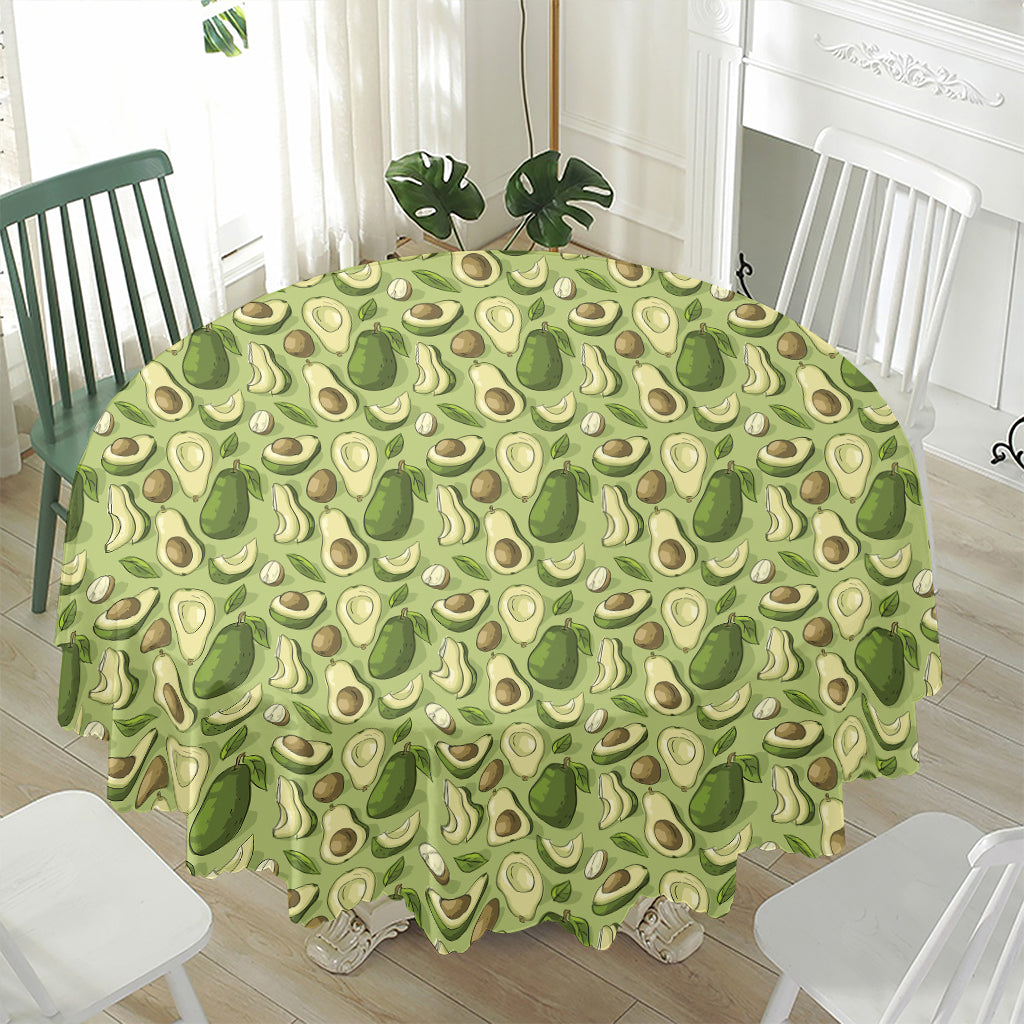 Cartoon Avocado Pattern Print Waterproof Round Tablecloth