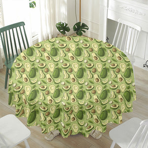 Cartoon Avocado Pattern Print Waterproof Round Tablecloth