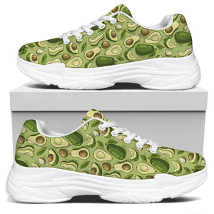 Cartoon Avocado Pattern Print White Chunky Shoes