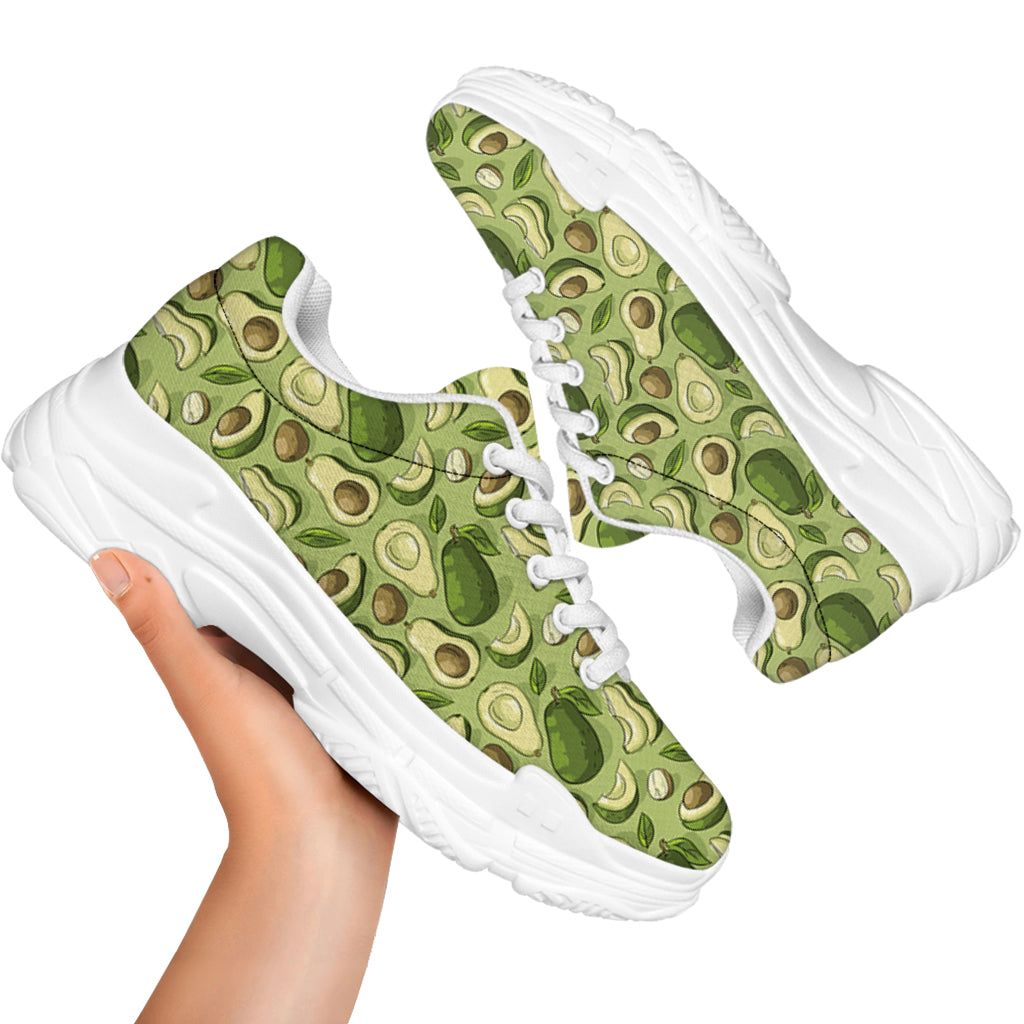 Cartoon Avocado Pattern Print White Chunky Shoes