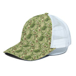 Cartoon Avocado Pattern Print White Mesh Trucker Cap