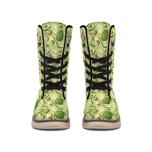 Cartoon Avocado Pattern Print Winter Boots