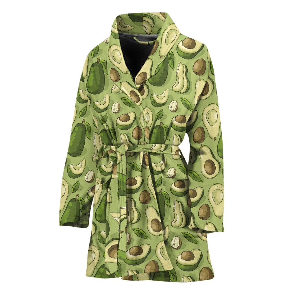 Cartoon Avocado Pattern Print Women's Bathrobe