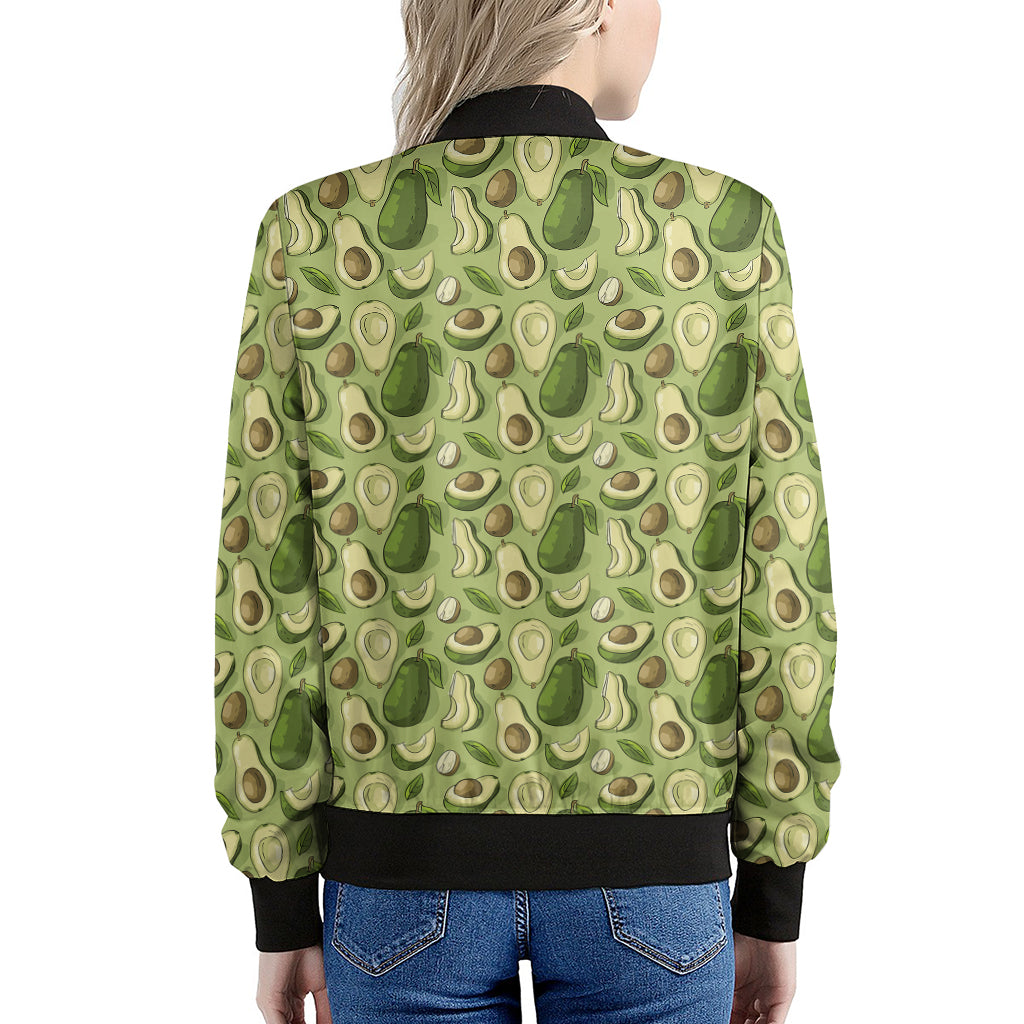 Cartoon Avocado Pattern Print Women's Bomber Jacket