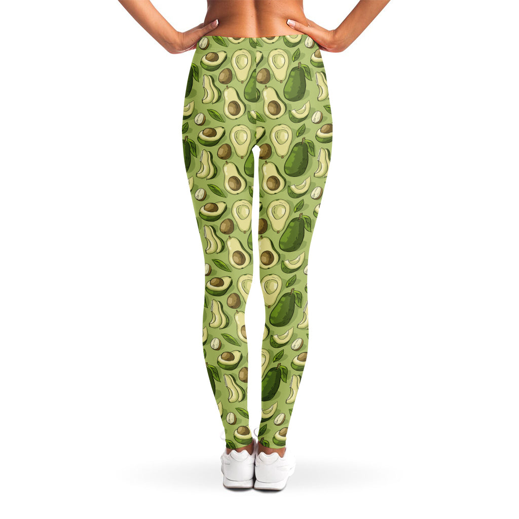 Cartoon Avocado Pattern Print Women's Leggings