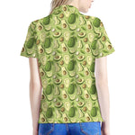 Cartoon Avocado Pattern Print Women's Polo Shirt