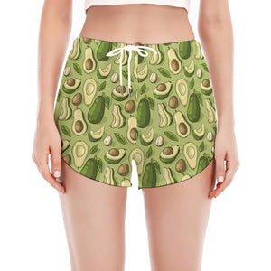 Cartoon Avocado Pattern Print Women's Split Running Shorts