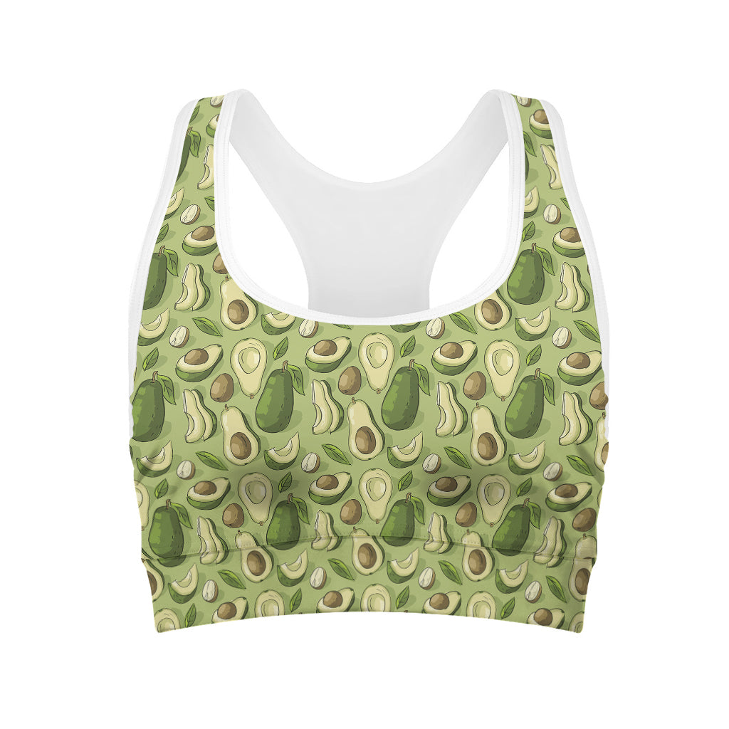 Cartoon Avocado Pattern Print Women's Sports Bra