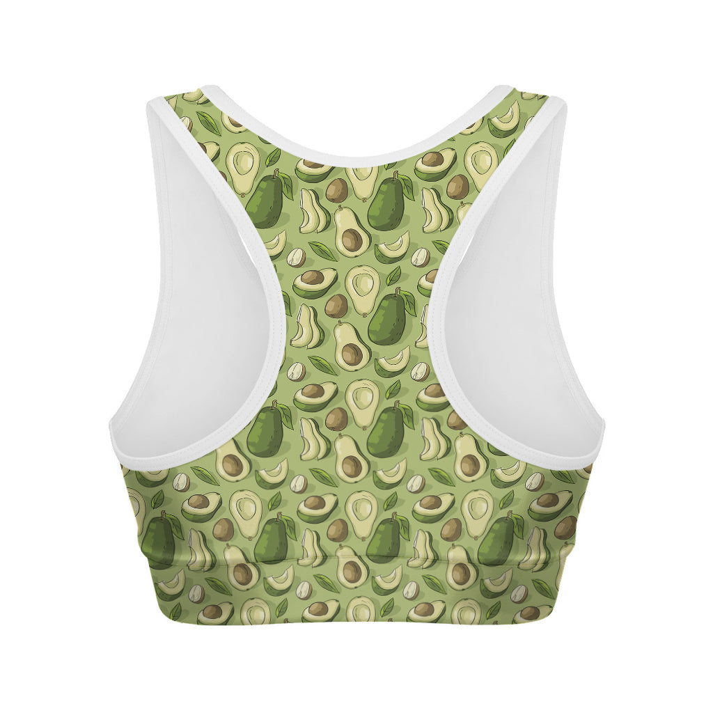 Cartoon Avocado Pattern Print Women's Sports Bra