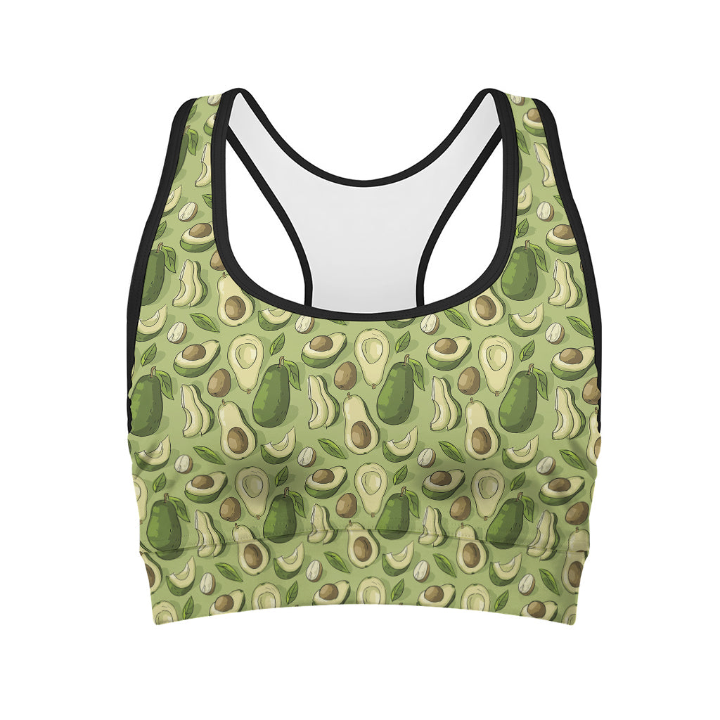 Cartoon Avocado Pattern Print Women's Sports Bra