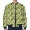 Cartoon Avocado Pattern Print Zip Sleeve Bomber Jacket