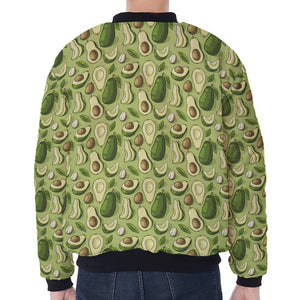 Cartoon Avocado Pattern Print Zip Sleeve Bomber Jacket