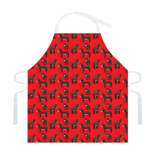 Cartoon Balearic Donkey Pattern Print Adjustable Apron