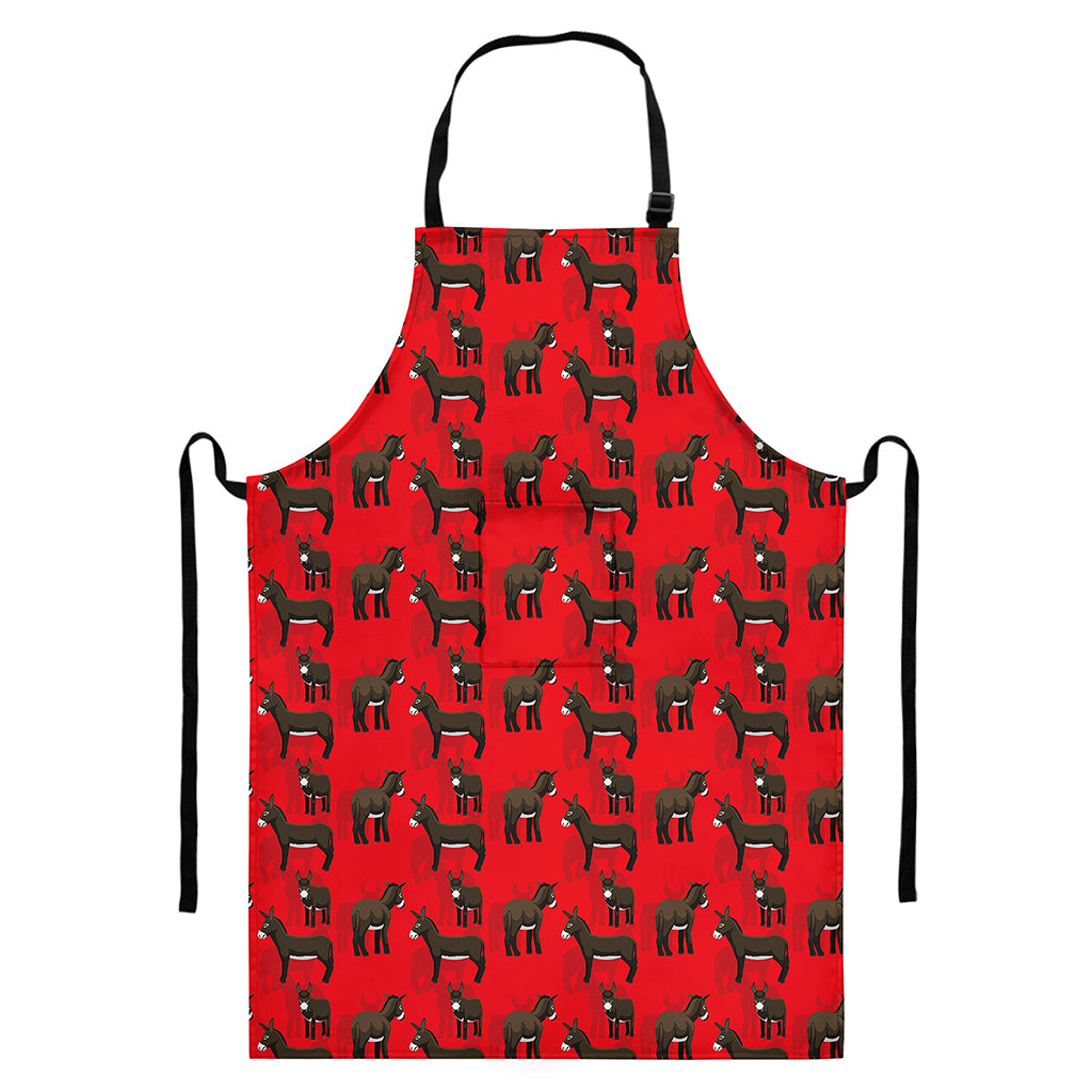 Cartoon Balearic Donkey Pattern Print Bib Apron With Pocket