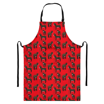 Cartoon Balearic Donkey Pattern Print Bib Apron With Pocket