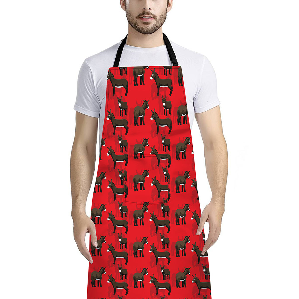 Cartoon Balearic Donkey Pattern Print Bib Apron With Pocket