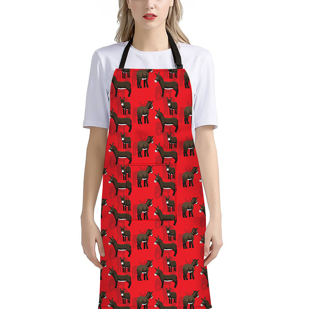 Cartoon Balearic Donkey Pattern Print Bib Apron With Pocket