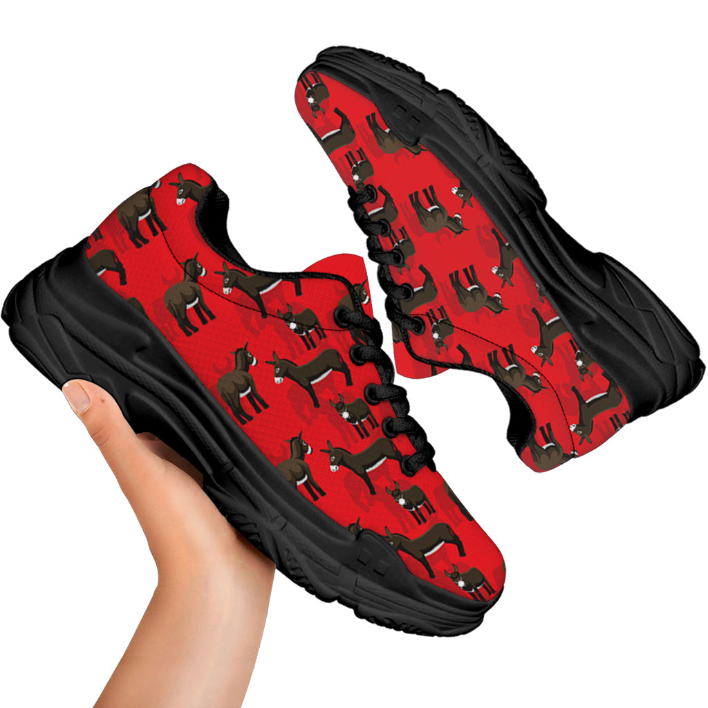 Cartoon Balearic Donkey Pattern Print Black Chunky Shoes