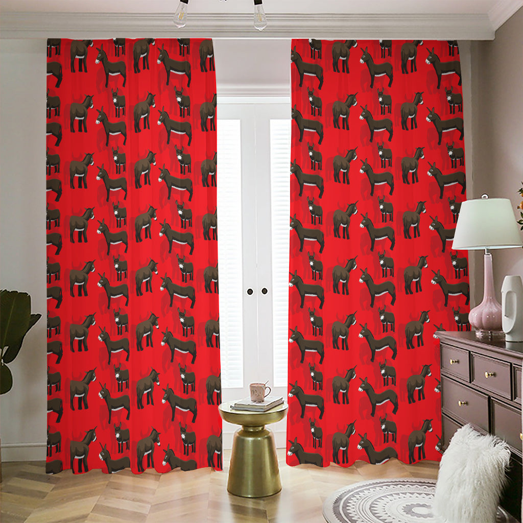 Cartoon Balearic Donkey Pattern Print Blackout Pencil Pleat Curtains