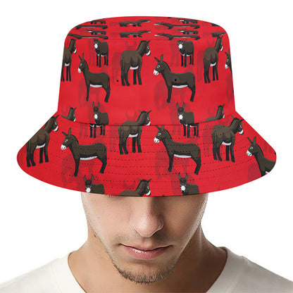 Cartoon Balearic Donkey Pattern Print Bucket Hat