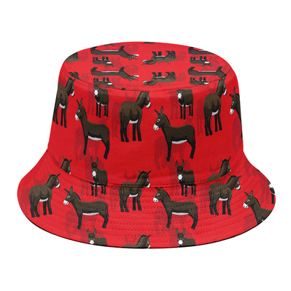 Cartoon Balearic Donkey Pattern Print Bucket Hat
