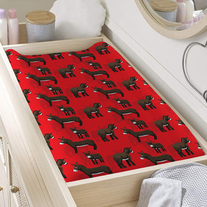 Cartoon Balearic Donkey Pattern Print Changing Pad Cover