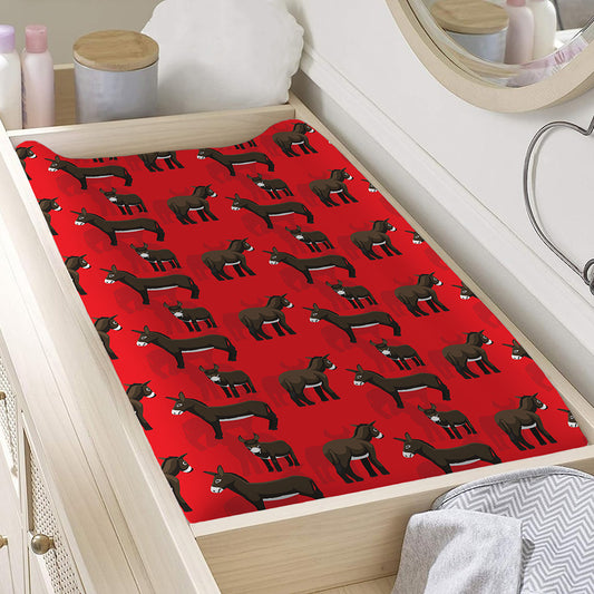 Cartoon Balearic Donkey Pattern Print Changing Pad Cover