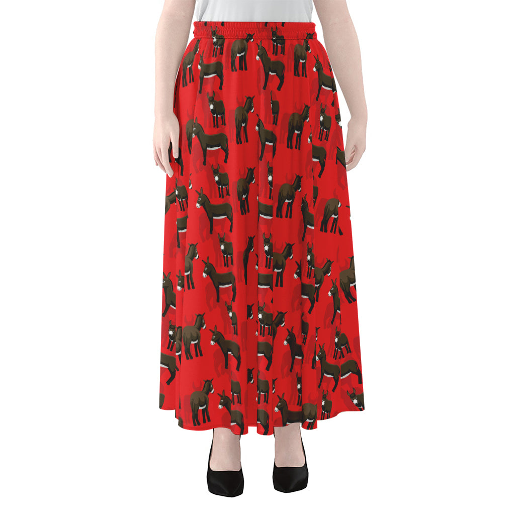 Cartoon Balearic Donkey Pattern Print Chiffon Maxi Skirt