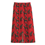 Cartoon Balearic Donkey Pattern Print Cotton Front Slit Maxi Skirt